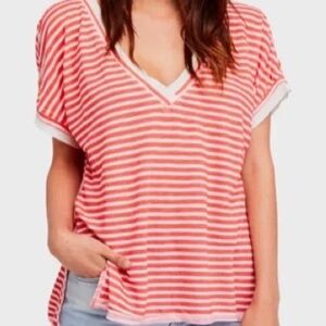 Free People Take Me striped tee top size M